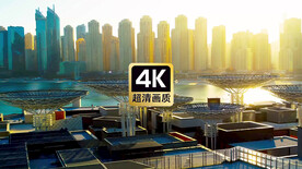 航拍阳光中城市建筑群