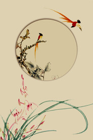 中国工笔画合成背景模板