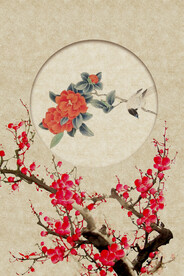 中国工笔画合成背景模板