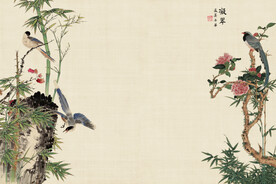 中国工笔画合成背景模板