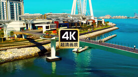 航拍海港城市建筑群