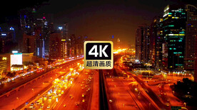 航拍城市夜晚街道美景