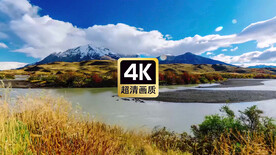 湖畔远山云海冲向镜头素材