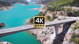 航拍海上跨海大桥两岸美景