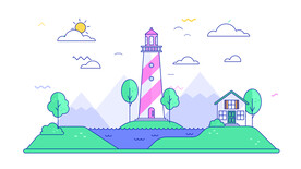 灯塔房子建筑家小屋风景