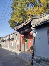 北京秋天胡同复古建筑景色