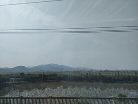 高铁窗外风景水塘农田