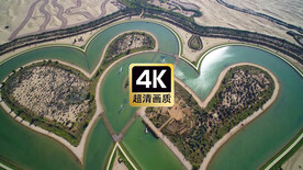 航拍沙漠绿洲景区