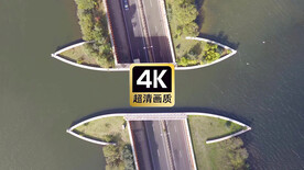 航拍海底隧道上穿行的车流