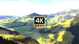 航拍远山峡谷村庄风景