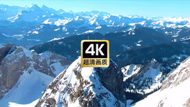 航拍雪山山间美景