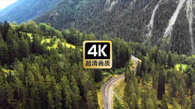 航拍远山林间公路