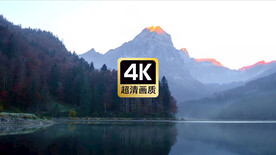 航拍远山镜湖美景