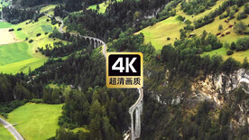 航拍山间蜿蜒的桥梁