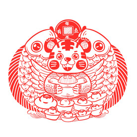 2022春节虎年剪纸中国风喜庆