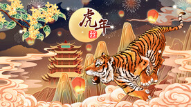 2022年虎年海报新年春节PS