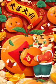 2022年虎年海报新年春节PS
