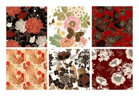 复古花卉鸟图案