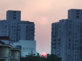 秋天静谧晚霞日落