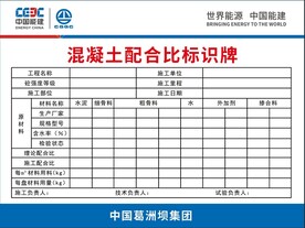混凝土配合比标识牌   