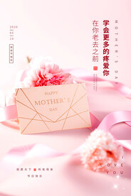 简约温馨母亲节康乃馨海报