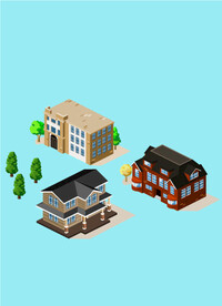 2.5D小城镇建筑物楼房.ai