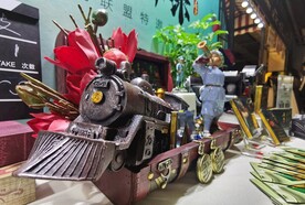 小火车摆件复古风