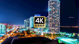 航拍夜晚城市建筑群美景