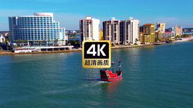 航拍海港城市建筑群