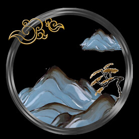  国潮山水边框图片