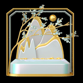 国潮山水边框图片