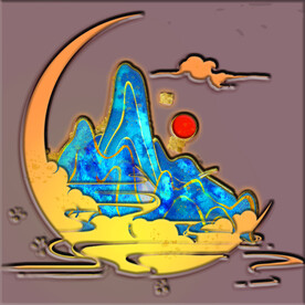 国潮山水边框图片