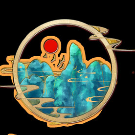  国潮山水边框图片