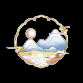  国潮山水边框图片