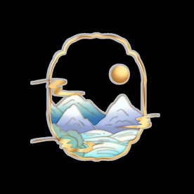  国潮山水边框图片