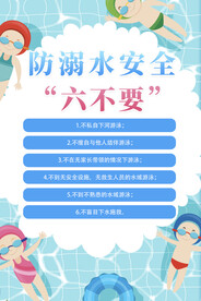 蓝色简约插画防溺水知识宣传海报