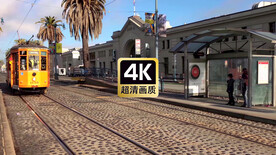 街区行驶的有轨电车