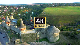 航拍北欧古堡建筑群