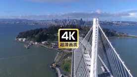 航拍白色跨海大桥