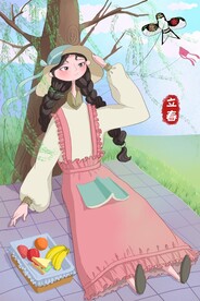 手绘创意春分插画图片