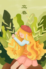 手绘创意春分插画图片