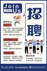 蓝色简约时尚大气招聘海报