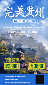 蓝色简约时尚贵州旅游景点海报