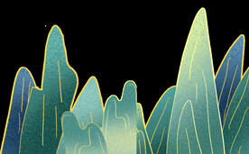   国潮山水边框图片 