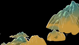  国潮山水边框图片 