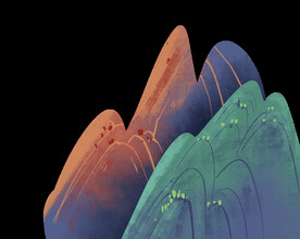  国潮山水边框图片 