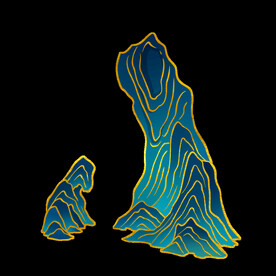 国潮山水边框图片 