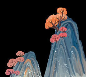 国潮山水边框图片 