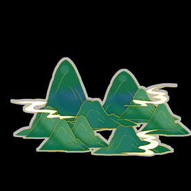 国潮山水边框图片 