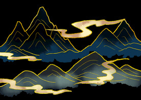  国潮山水边框图片 